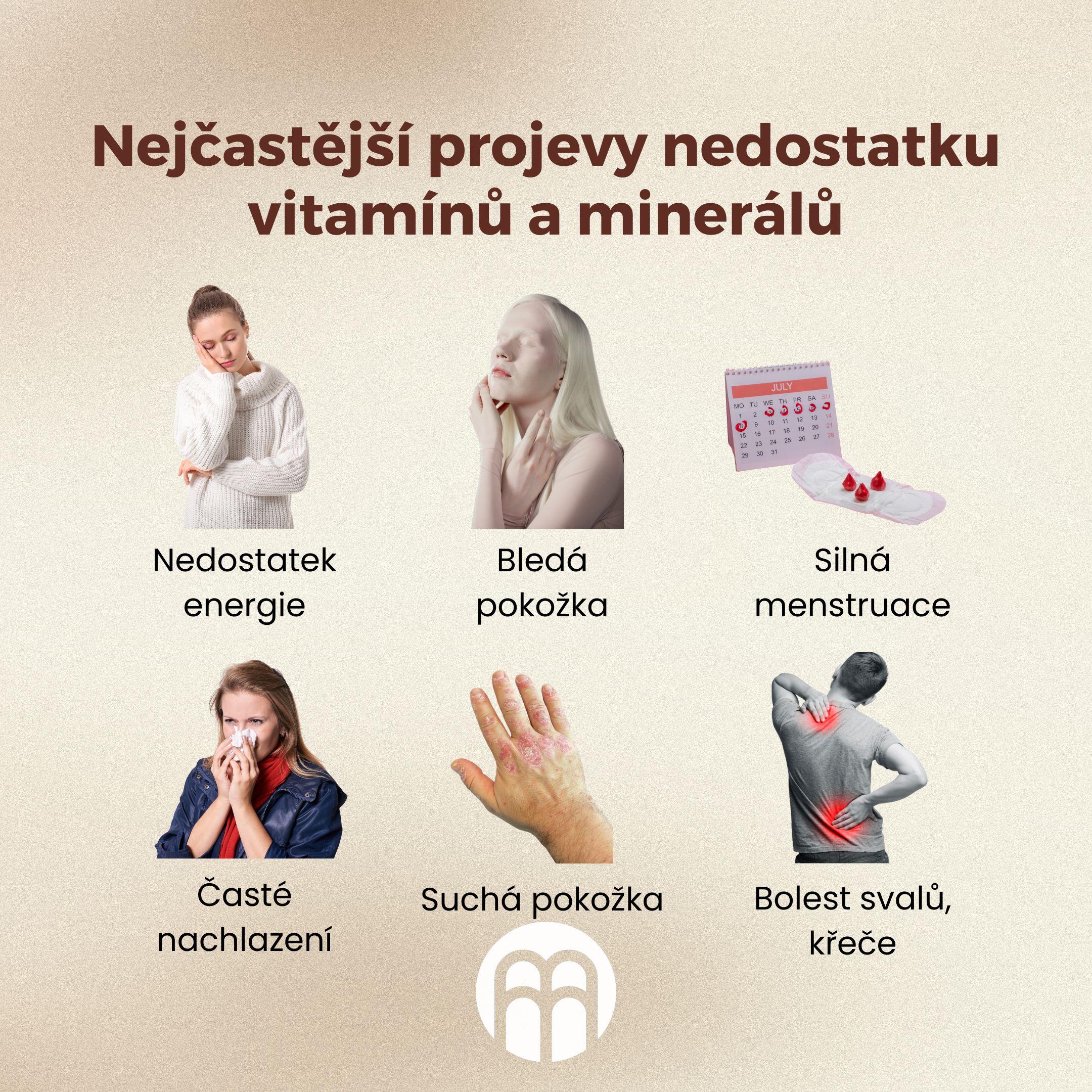 Nejčastější projevy nedostatku vitamínů a minerálů